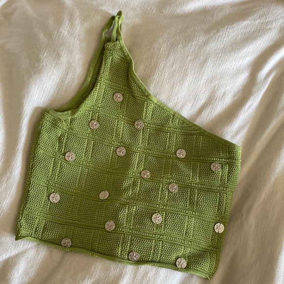 Sandro Green Knit Embellished Top - Picture 3 of 6